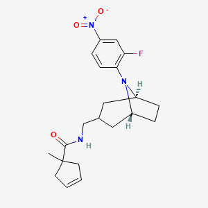 molecular formula C21H26FN3O3 B7407568 N-[[(1R,5S)-8-(2-fluoro-4-nitrophenyl)-8-azabicyclo[3.2.1]octan-3-yl]methyl]-1-methylcyclopent-3-ene-1-carboxamide 