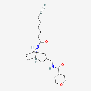 molecular formula C22H34N2O3 B7407622 N-[[(1S,5R)-8-oct-7-ynoyl-8-azabicyclo[3.2.1]octan-3-yl]methyl]oxane-4-carboxamide 