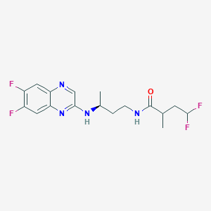 molecular formula C17H20F4N4O B7407693 N-[(3S)-3-[(6,7-difluoroquinoxalin-2-yl)amino]butyl]-4,4-difluoro-2-methylbutanamide 