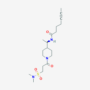 molecular formula C19H33N3O4S B7407982 N-[(1R)-1-[1-[3-(dimethylsulfamoyl)propanoyl]piperidin-4-yl]ethyl]hept-5-ynamide 