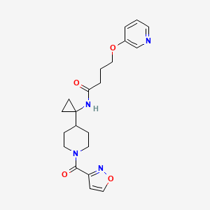 molecular formula C21H26N4O4 B7407989 N-[1-[1-(1,2-oxazole-3-carbonyl)piperidin-4-yl]cyclopropyl]-4-pyridin-3-yloxybutanamide 