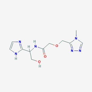 molecular formula C11H16N6O3 B7408323 N-[2-hydroxy-1-(1H-imidazol-2-yl)ethyl]-2-[(4-methyl-1,2,4-triazol-3-yl)methoxy]acetamide 