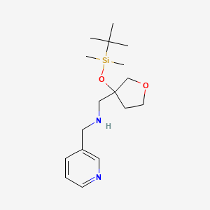 molecular formula C17H30N2O2Si B7408434 N-[[3-[tert-butyl(dimethyl)silyl]oxyoxolan-3-yl]methyl]-1-pyridin-3-ylmethanamine 