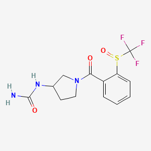 molecular formula C13H14F3N3O3S B7409467 [1-[2-(Trifluoromethylsulfinyl)benzoyl]pyrrolidin-3-yl]urea 