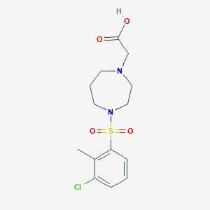 molecular formula C14H19ClN2O4S B7410611 2-[4-(3-Chloro-2-methylphenyl)sulfonyl-1,4-diazepan-1-yl]acetic acid 