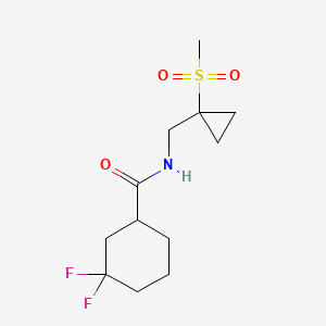 molecular formula C12H19F2NO3S B7410668 3,3-difluoro-N-[(1-methylsulfonylcyclopropyl)methyl]cyclohexane-1-carboxamide 