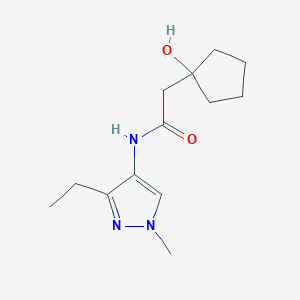 molecular formula C13H21N3O2 B7410682 N-(3-ethyl-1-methylpyrazol-4-yl)-2-(1-hydroxycyclopentyl)acetamide 