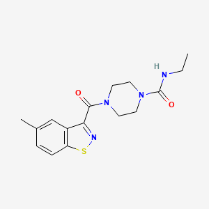 molecular formula C16H20N4O2S B7410924 N-ethyl-4-(5-methyl-1,2-benzothiazole-3-carbonyl)piperazine-1-carboxamide 