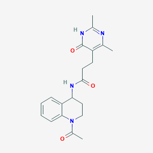 molecular formula C20H24N4O3 B7411432 N-(1-acetyl-3,4-dihydro-2H-quinolin-4-yl)-3-(2,4-dimethyl-6-oxo-1H-pyrimidin-5-yl)propanamide 