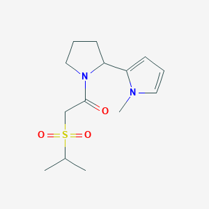 molecular formula C14H22N2O3S B7411709 1-[2-(1-Methylpyrrol-2-yl)pyrrolidin-1-yl]-2-propan-2-ylsulfonylethanone 