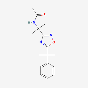 molecular formula C16H21N3O2 B7413885 N-[2-[5-(2-phenylpropan-2-yl)-1,2,4-oxadiazol-3-yl]propan-2-yl]acetamide 