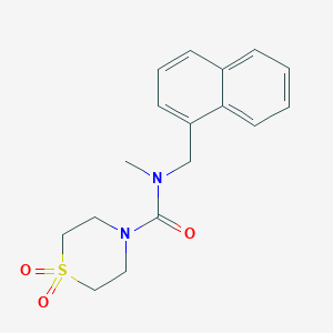 molecular formula C17H20N2O3S B7414263 N-methyl-N-(naphthalen-1-ylmethyl)-1,1-dioxo-1,4-thiazinane-4-carboxamide 