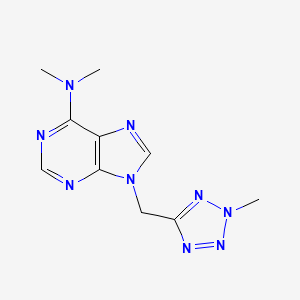 molecular formula C10H13N9 B7414459 N,N-dimethyl-9-[(2-methyltetrazol-5-yl)methyl]purin-6-amine 