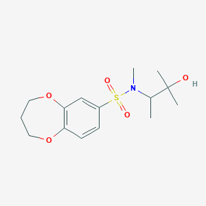 molecular formula C15H23NO5S B7414607 N-(3-hydroxy-3-methylbutan-2-yl)-N-methyl-3,4-dihydro-2H-1,5-benzodioxepine-7-sulfonamide 