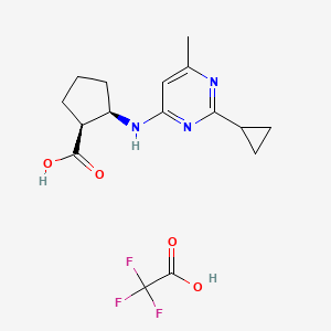 molecular formula C16H20F3N3O4 B7415797 (1S,2R)-2-[(2-cyclopropyl-6-methylpyrimidin-4-yl)amino]cyclopentane-1-carboxylic acid;2,2,2-trifluoroacetic acid 