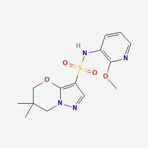 molecular formula C14H18N4O4S B7415884 N-(2-methoxypyridin-3-yl)-6,6-dimethyl-5,7-dihydropyrazolo[5,1-b][1,3]oxazine-3-sulfonamide 