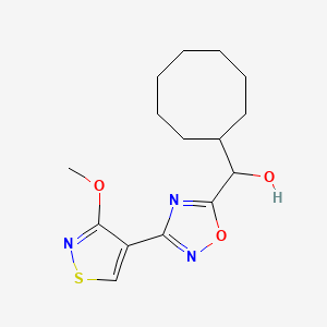 molecular formula C15H21N3O3S B7415950 Cyclooctyl-[3-(3-methoxy-1,2-thiazol-4-yl)-1,2,4-oxadiazol-5-yl]methanol 