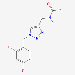 molecular formula C13H14F2N4O B7416861 N-[[1-[(2,4-difluorophenyl)methyl]triazol-4-yl]methyl]-N-methylacetamide 