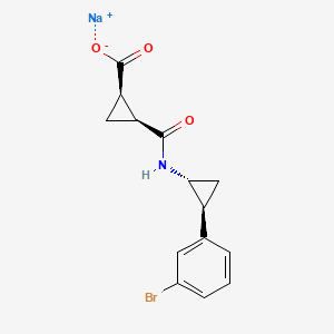 molecular formula C14H13BrNNaO3 B7416901 sodium;(1R,2S)-2-[[(1R,2S)-2-(3-bromophenyl)cyclopropyl]carbamoyl]cyclopropane-1-carboxylate 