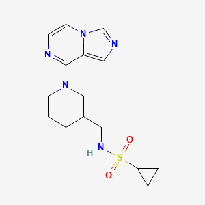 molecular formula C15H21N5O2S B7417042 N-[(1-imidazo[1,5-a]pyrazin-8-ylpiperidin-3-yl)methyl]cyclopropanesulfonamide 