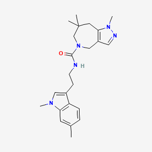 molecular formula C23H31N5O B7417661 N-[2-(1,6-dimethylindol-3-yl)ethyl]-1,7,7-trimethyl-6,8-dihydro-4H-pyrazolo[4,3-c]azepine-5-carboxamide 