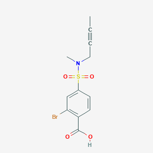 molecular formula C12H12BrNO4S B7418088 2-Bromo-4-[but-2-ynyl(methyl)sulfamoyl]benzoic acid 