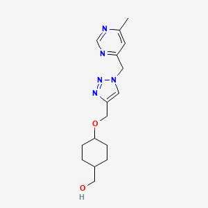 molecular formula C16H23N5O2 B7419632 [4-[[1-[(6-Methylpyrimidin-4-yl)methyl]triazol-4-yl]methoxy]cyclohexyl]methanol 
