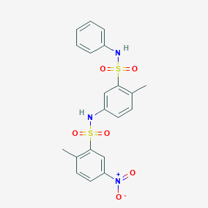 molecular formula C20H19N3O6S2 B7421516 2-methyl-5-[(2-methyl-5-nitrophenyl)sulfonylamino]-N-phenylbenzenesulfonamide 