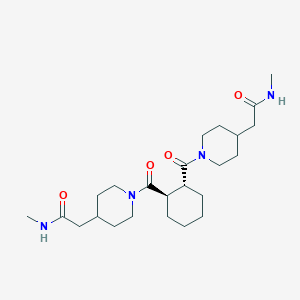 molecular formula C24H40N4O4 B7421588 N-methyl-2-[1-[(1R,2R)-2-[4-[2-(methylamino)-2-oxoethyl]piperidine-1-carbonyl]cyclohexanecarbonyl]piperidin-4-yl]acetamide 