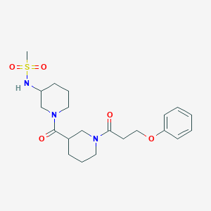 molecular formula C21H31N3O5S B7422019 N-[1-[1-(3-phenoxypropanoyl)piperidine-3-carbonyl]piperidin-3-yl]methanesulfonamide 