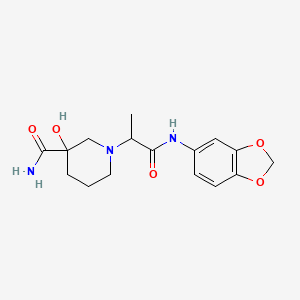 molecular formula C16H21N3O5 B7422094 1-[1-(1,3-Benzodioxol-5-ylamino)-1-oxopropan-2-yl]-3-hydroxypiperidine-3-carboxamide 