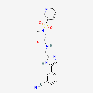 molecular formula C19H18N6O3S B7422096 N-[[5-(3-cyanophenyl)-1H-imidazol-2-yl]methyl]-2-[methyl(pyridin-3-ylsulfonyl)amino]acetamide 