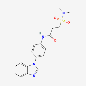 molecular formula C18H20N4O3S B7422144 N-[4-(benzimidazol-1-yl)phenyl]-3-(dimethylsulfamoyl)propanamide 