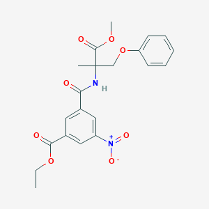 molecular formula C21H22N2O8 B7422229 Ethyl 3-[(1-methoxy-2-methyl-1-oxo-3-phenoxypropan-2-yl)carbamoyl]-5-nitrobenzoate 