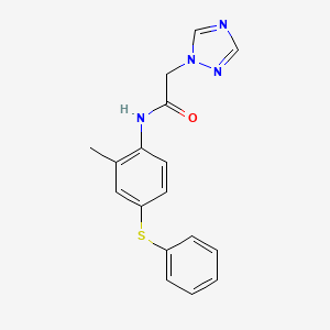 molecular formula C17H16N4OS B7422246 N-(2-methyl-4-phenylsulfanylphenyl)-2-(1,2,4-triazol-1-yl)acetamide 