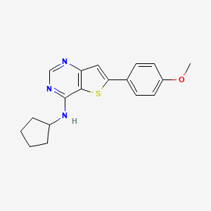 molecular formula C18H19N3OS B7422551 N-cyclopentyl-6-(4-methoxyphenyl)thieno[3,2-d]pyrimidin-4-amine 