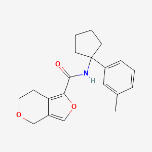 molecular formula C20H23NO3 B7422569 N-[1-(3-methylphenyl)cyclopentyl]-6,7-dihydro-4H-furo[3,4-c]pyran-1-carboxamide 