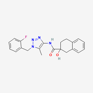 molecular formula C21H21FN4O2 B7422651 N-[1-[(2-fluorophenyl)methyl]-5-methyltriazol-4-yl]-2-hydroxy-3,4-dihydro-1H-naphthalene-2-carboxamide 