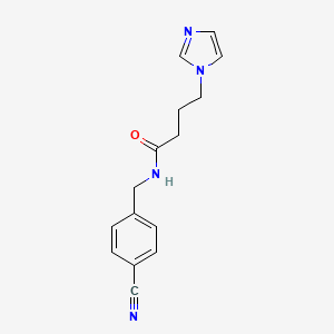 molecular formula C15H16N4O B7422663 N-[(4-cyanophenyl)methyl]-4-imidazol-1-ylbutanamide 