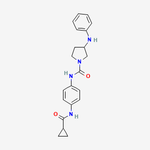 molecular formula C21H24N4O2 B7422664 3-anilino-N-[4-(cyclopropanecarbonylamino)phenyl]pyrrolidine-1-carboxamide 