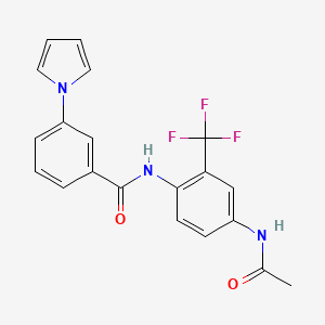 molecular formula C20H16F3N3O2 B7422676 N-[4-acetamido-2-(trifluoromethyl)phenyl]-3-pyrrol-1-ylbenzamide 
