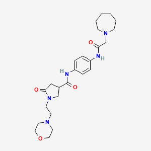 molecular formula C25H37N5O4 B7422686 N-[4-[[2-(azepan-1-yl)acetyl]amino]phenyl]-1-(2-morpholin-4-ylethyl)-5-oxopyrrolidine-3-carboxamide 