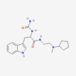 molecular formula C20H29N5O2 B7422699 2-(carbamoylamino)-N-[2-[cyclopentyl(methyl)amino]ethyl]-3-(1H-indol-3-yl)propanamide 