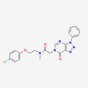 molecular formula C21H19ClN6O3 B7423060 N-[2-(4-chlorophenoxy)ethyl]-N-methyl-2-(7-oxo-3-phenyltriazolo[4,5-d]pyrimidin-6-yl)acetamide 
