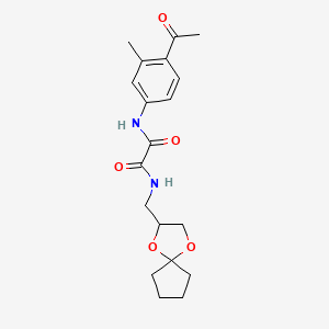 molecular formula C19H24N2O5 B7423196 N'-(4-acetyl-3-methylphenyl)-N-(1,4-dioxaspiro[4.4]nonan-3-ylmethyl)oxamide 