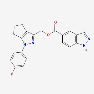 molecular formula C21H17FN4O2 B7423406 [1-(4-fluorophenyl)-5,6-dihydro-4H-cyclopenta[c]pyrazol-3-yl]methyl 1H-indazole-5-carboxylate 