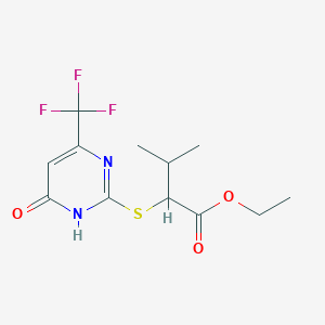 molecular formula C12H15F3N2O3S B7423421 ethyl 3-methyl-2-[[6-oxo-4-(trifluoromethyl)-1H-pyrimidin-2-yl]sulfanyl]butanoate 