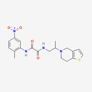 molecular formula C19H22N4O4S B7423428 N-[2-(6,7-dihydro-4H-thieno[3,2-c]pyridin-5-yl)propyl]-N'-(2-methyl-5-nitrophenyl)oxamide 