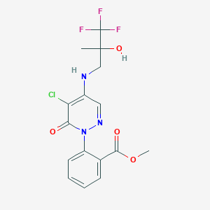 molecular formula C16H15ClF3N3O4 B7423783 Methyl 2-[5-chloro-6-oxo-4-[(3,3,3-trifluoro-2-hydroxy-2-methylpropyl)amino]pyridazin-1-yl]benzoate 