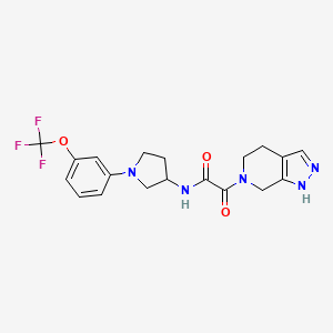 molecular formula C19H20F3N5O3 B7423959 2-oxo-2-(1,4,5,7-tetrahydropyrazolo[3,4-c]pyridin-6-yl)-N-[1-[3-(trifluoromethoxy)phenyl]pyrrolidin-3-yl]acetamide 